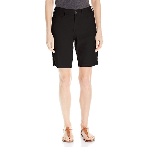 NYDJ Catherine Bermuda Black Stretch Linen Short 0 - Picture 1 of 5